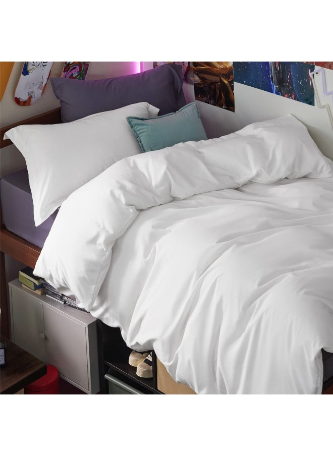 Bedsure غطاء لحاف توين توين إكس إل للأطفال - غطاء لحاف ناعم مزدوج الفرشاة، قطعتان، يتضمن غطاء لحاف أبيض للأطفال مقاس 68 × 90 مع إغلاق بسحاب وغطاء وسادة واحد بدون لحاف  - Image 1