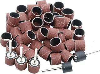 NewZoll NewZoll 50Pcs Sanding Drum 1/2(inch) 150 Grit Sand Bands Shank Rotary Tool Kit with 5Pcs Mandrels  - Image 1