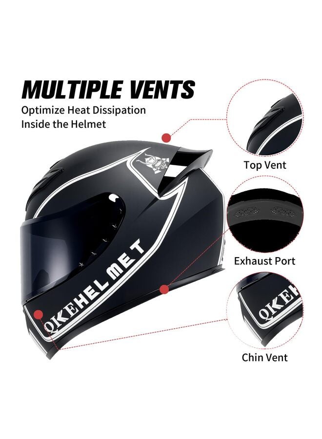 Motorcycle Helmets Full Face Helmet for Men Women, 4-Layer Street Bike Helmet with HD Sunshield PC Visor, ABS Helmet Breathable and Ventilated Motorcycle Helmet for Adults (Black-White, L) - Image 2