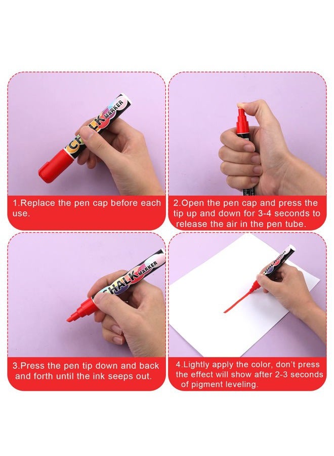 SAVITA 10 Colors Liquid Chalk Markers Pens, 6mm Neon Chalk Markers Erasable Glass Pen Window Markers for Cars Washable Paint Markers for Auto Glass Board LED Boards - Image 4