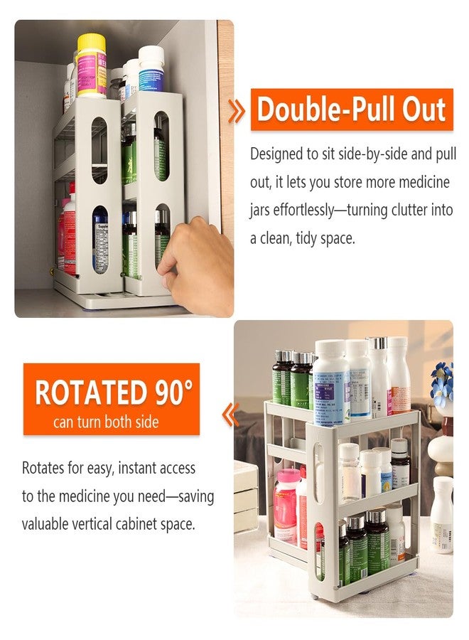 Dutiplus Medicine Organizer 2 Three-Decker Shelves Cabinet Storage Rack Organizer for Holding Vitamins, Supplements Cosmetics (9”H x 5.8”W x 10.4”D) (Natural White) - Image 5