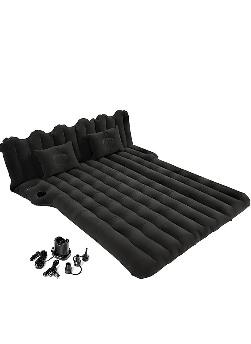 Manful Inflatable Mattress with Pump Portable Outdoor Air Mattress Foldable Single Thickened Flocking Mattress for Outdoor and Home  - Image 1