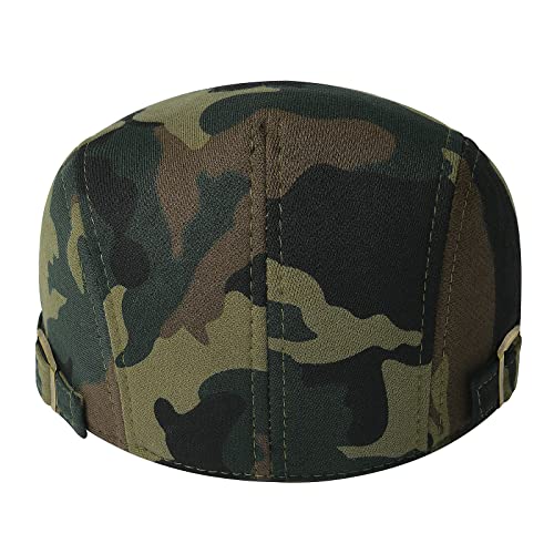 VOBOOM Men Newsboy Cap Cotton Flat Ivy Gatsby Driving Hat (Green Camouflage) - Image 4