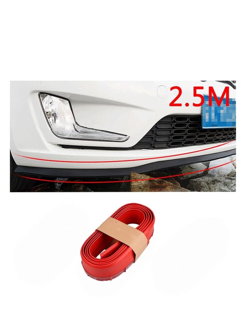 Generic 2.5m Car Univesal Flexible Rubber Front Bumper Lip Splitter Body Side Skirt Protector - Red  - Image 1