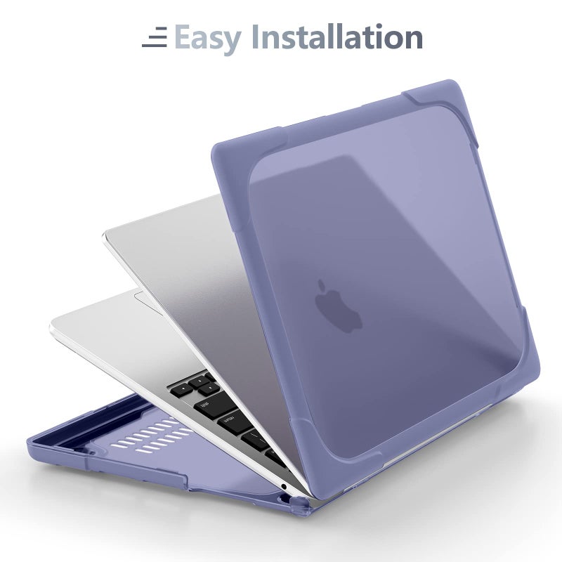 Batianda Heavy Duty Case for New MacBook Air 13.6 inch 2026 M5 2025 M4 Chip 2024 2022, Ergonomic Foldable Kickstand (Holds 20lbs) Matte Translucent Protective Cover with Keyboard Skin, Lavender Grey - Image 4