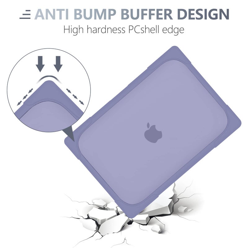 Batianda Heavy Duty Case for New MacBook Air 13.6 inch 2026 M5 2025 M4 Chip 2024 2022, Ergonomic Foldable Kickstand (Holds 20lbs) Matte Translucent Protective Cover with Keyboard Skin, Lavender Grey - Image 3