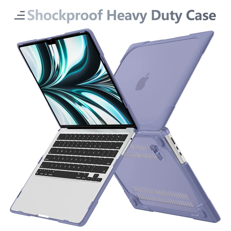 Batianda Heavy Duty Case for New MacBook Air 13.6 inch 2026 M5 2025 M4 Chip 2024 2022, Ergonomic Foldable Kickstand (Holds 20lbs) Matte Translucent Protective Cover with Keyboard Skin, Lavender Grey - Image 5