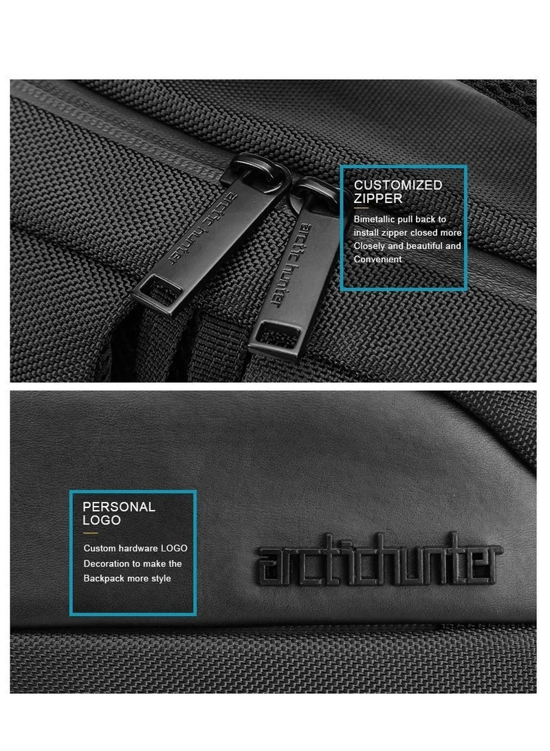 Arctic Hunter  Casual Daypack Durable Water Resistant 23 L Computer Bag with Luggage Carry Strap and Anti-Theft pockets for Men and Women, B00111C, Black  | Best Price UAE