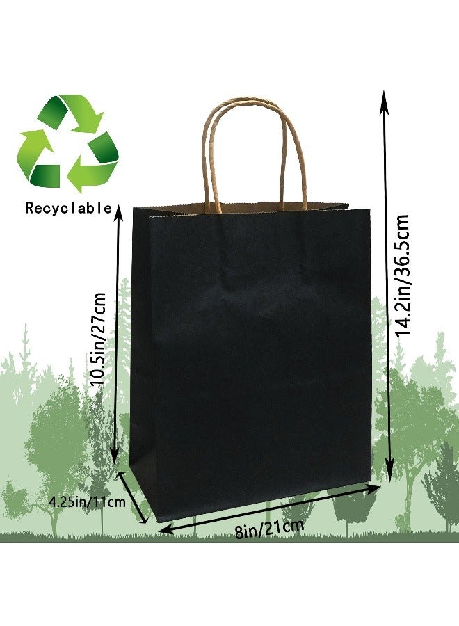 عبوة من 20 كيسًا من ورق الكرافت الأسود، وأكياس هدايا، وأكياس تسوق، بمقابض متوسطة الحجم - Image 2