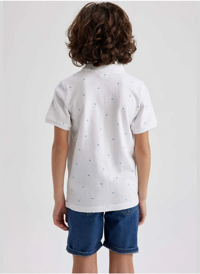 ديفاكتو Boy Knitted Short Sleeve Polo T-Shirt