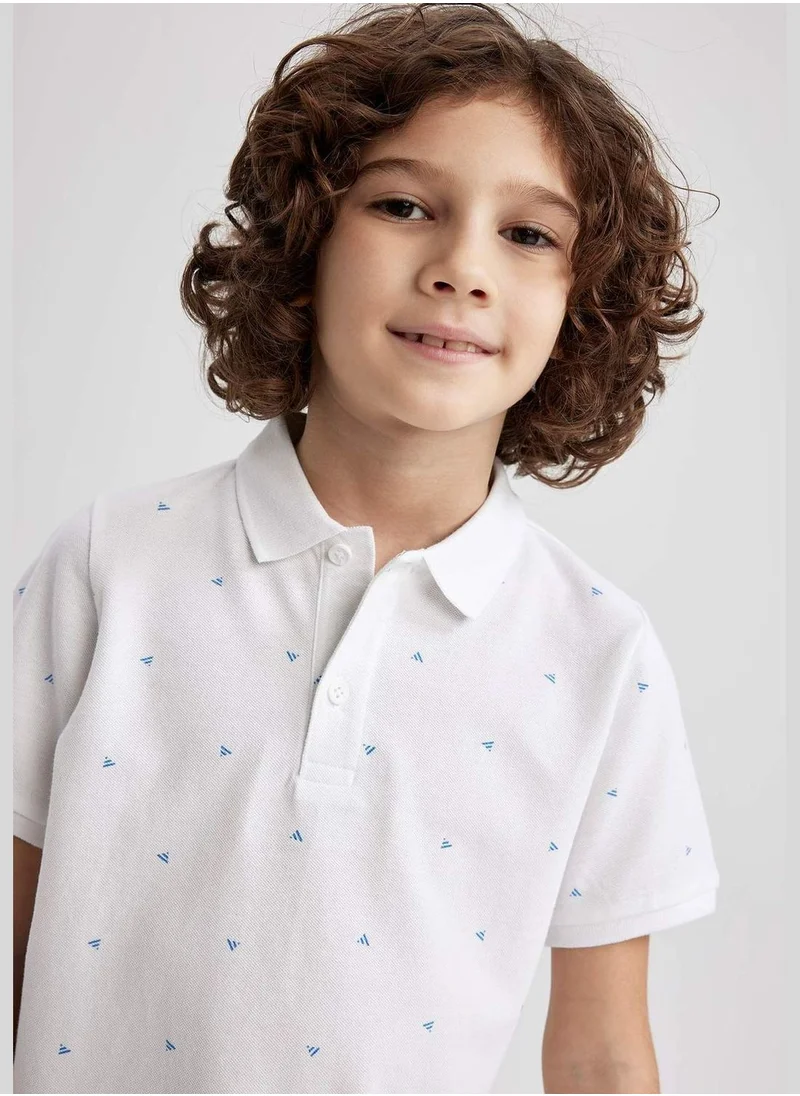 ديفاكتو Boy Knitted Short Sleeve Polo T-Shirt