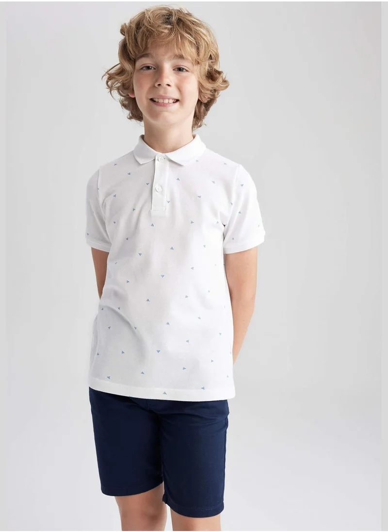 ديفاكتو Boy Knitted Short Sleeve Polo T-Shirt
