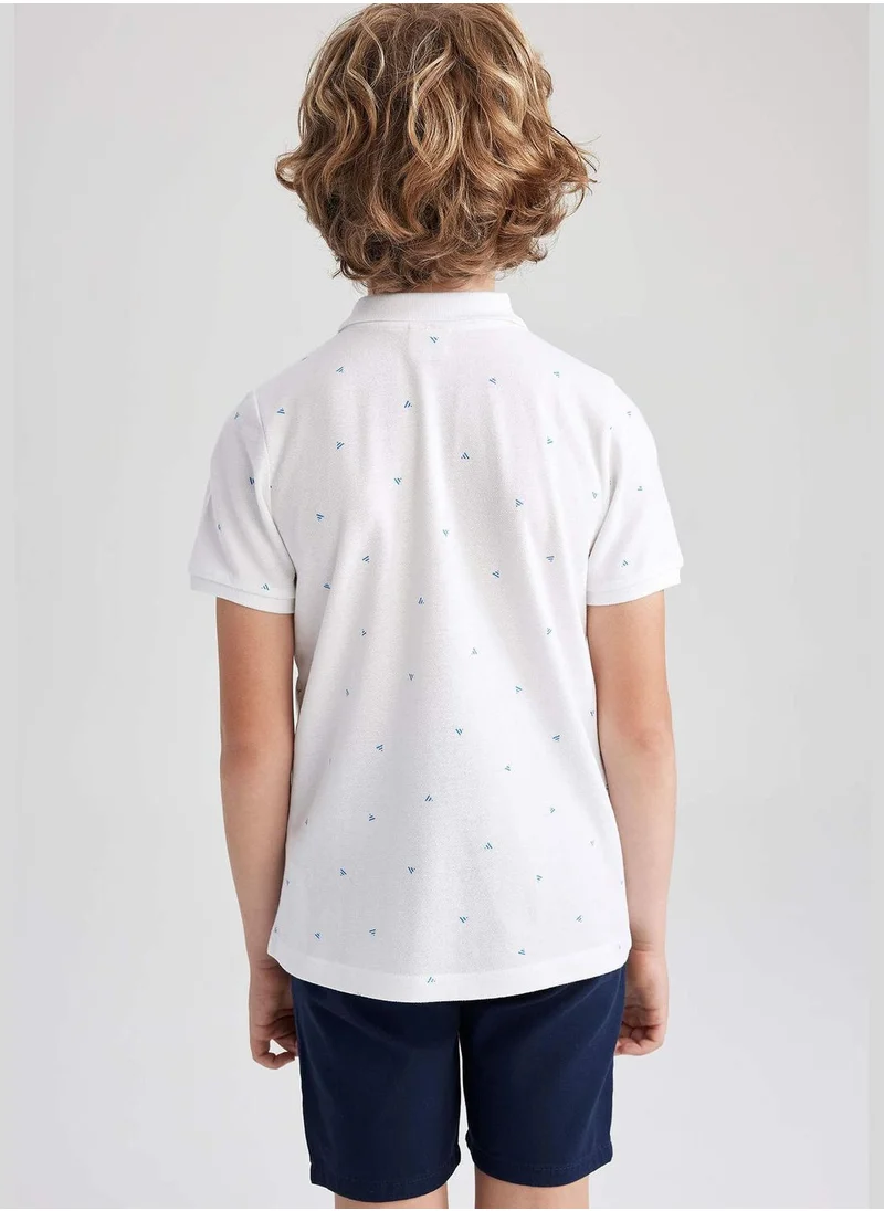 ديفاكتو Boy Knitted Short Sleeve Polo T-Shirt