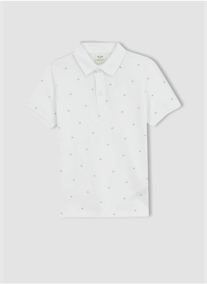 ديفاكتو Boy Knitted Short Sleeve Polo T-Shirt