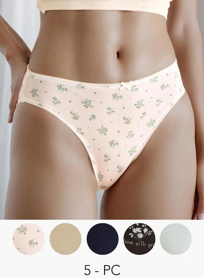 سبلاش فيڤ سروال داخلي نسائي عالي الساق مزين بالدانتيل - عبوة من  قطع