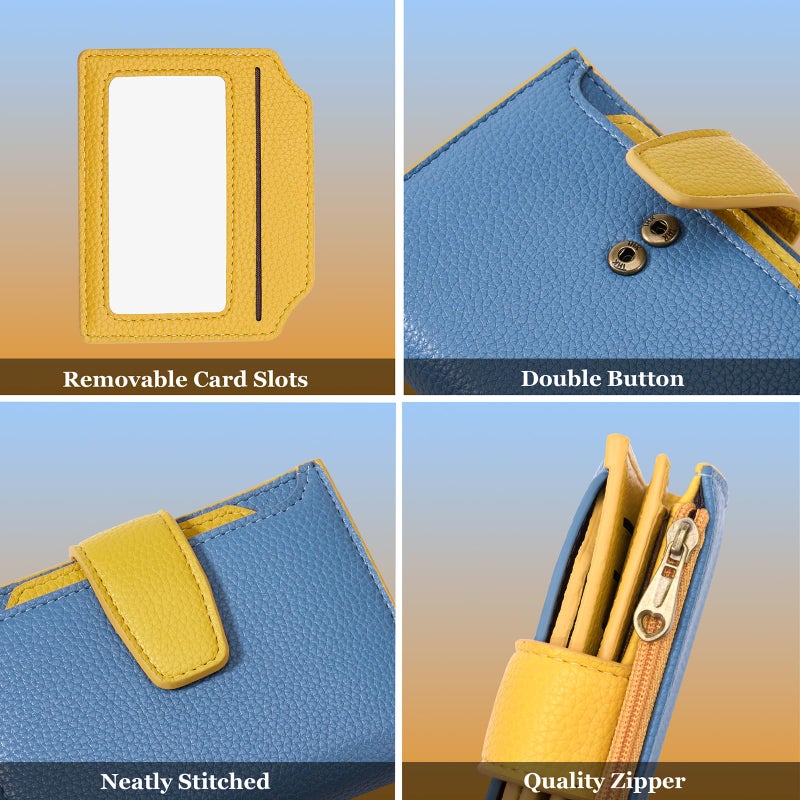 Airkit Small Wallet Women RFID Blocking Soft Leather Bifold Compact Card Holder Wallet for Women with Zipper Coin Pocket 4 ID Window - Image 5