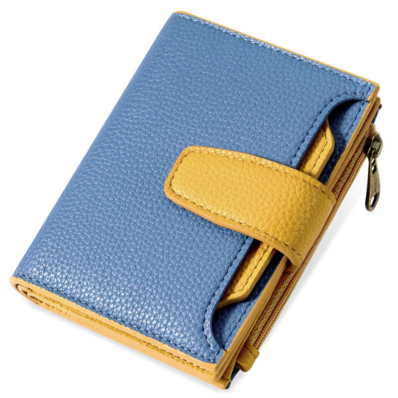 Airkit Small Wallet Women RFID Blocking Soft Leather Bifold Compact Card Holder Wallet for Women with Zipper Coin Pocket 4 ID Window - Image 1