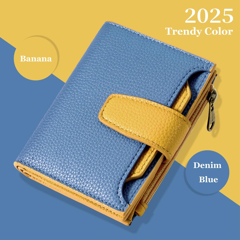 Airkit Small Wallet Women RFID Blocking Soft Leather Bifold Compact Card Holder Wallet for Women with Zipper Coin Pocket 4 ID Window - Image 2
