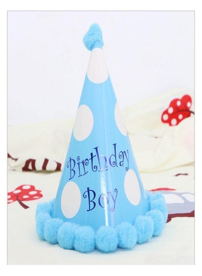Funcart Blue Polka Dot Cone Cap, Birthday boy polka cap - Image 1