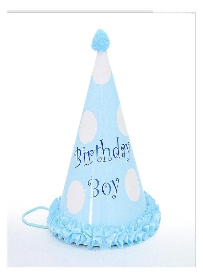 Funcart Blue Polka Dot Cone Cap, Birthday boy polka cap - Image 2