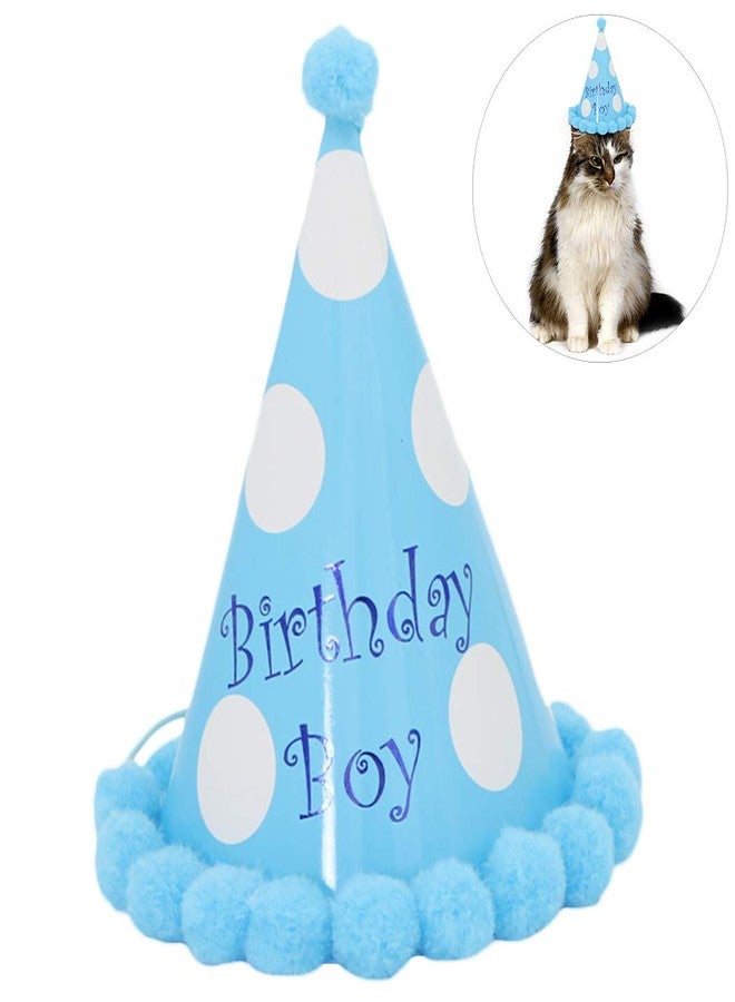 Funcart Blue Polka Dot Cone Cap, Birthday boy polka cap - Image 5