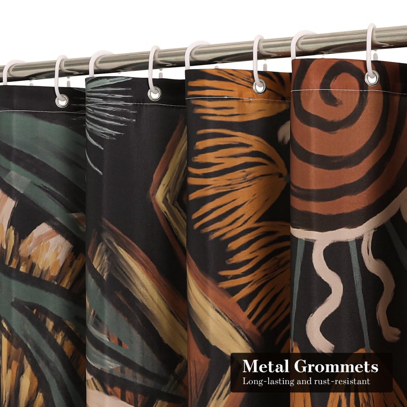 MitoVilla Boho Floral Shower Curtain  Modern Flower Shower Curtains for Rustic Vintage Bathroom Decor  Chic Elegant Fabric Cloth Shower Curtain  Bohemia Abstract Leaves  72x72 - Image 3