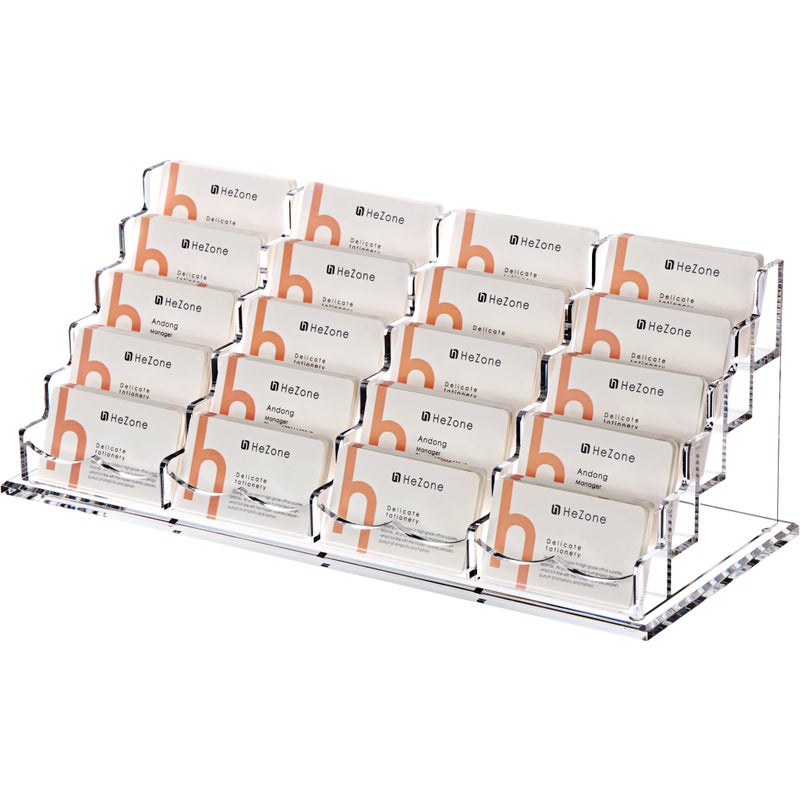 HeZone Business Card Holder for Desk Multiple Cards Display Stand Rack for Women and Men Clear Acrylic Card Organizer 20 Slot 5 Tier Large CapacityHolds 1000 Cards 1 Pack 20 Cell H - Image 2