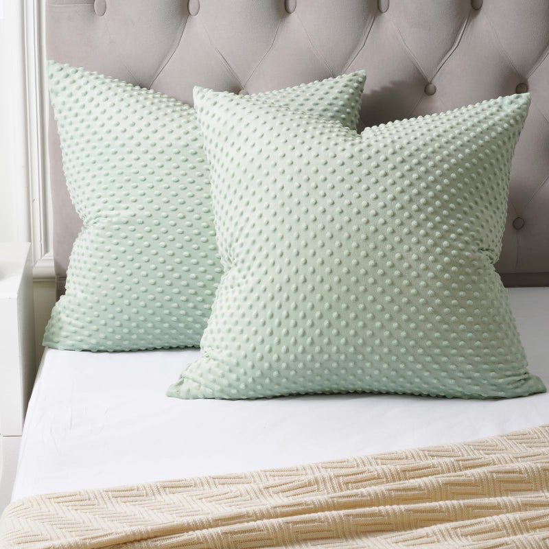 بي أتش إف PHF Minky Dot Throw Pillow Cover 24 "" × 24 "" 2 Pack Soft Minky Minky Bubble real Velvet Cushion Cover No Insert Home Discorative shams shell for bed sofa sage sage sage - Image 1