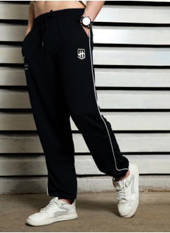 HIGH STAR Navy Oversized Track Pant for Men with Elasticated Drawstring Closure  - Image 5