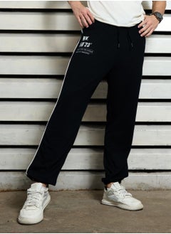 HIGH STAR Navy Oversized Track Pant for Men with Elasticated Drawstring Closure  - Image 3