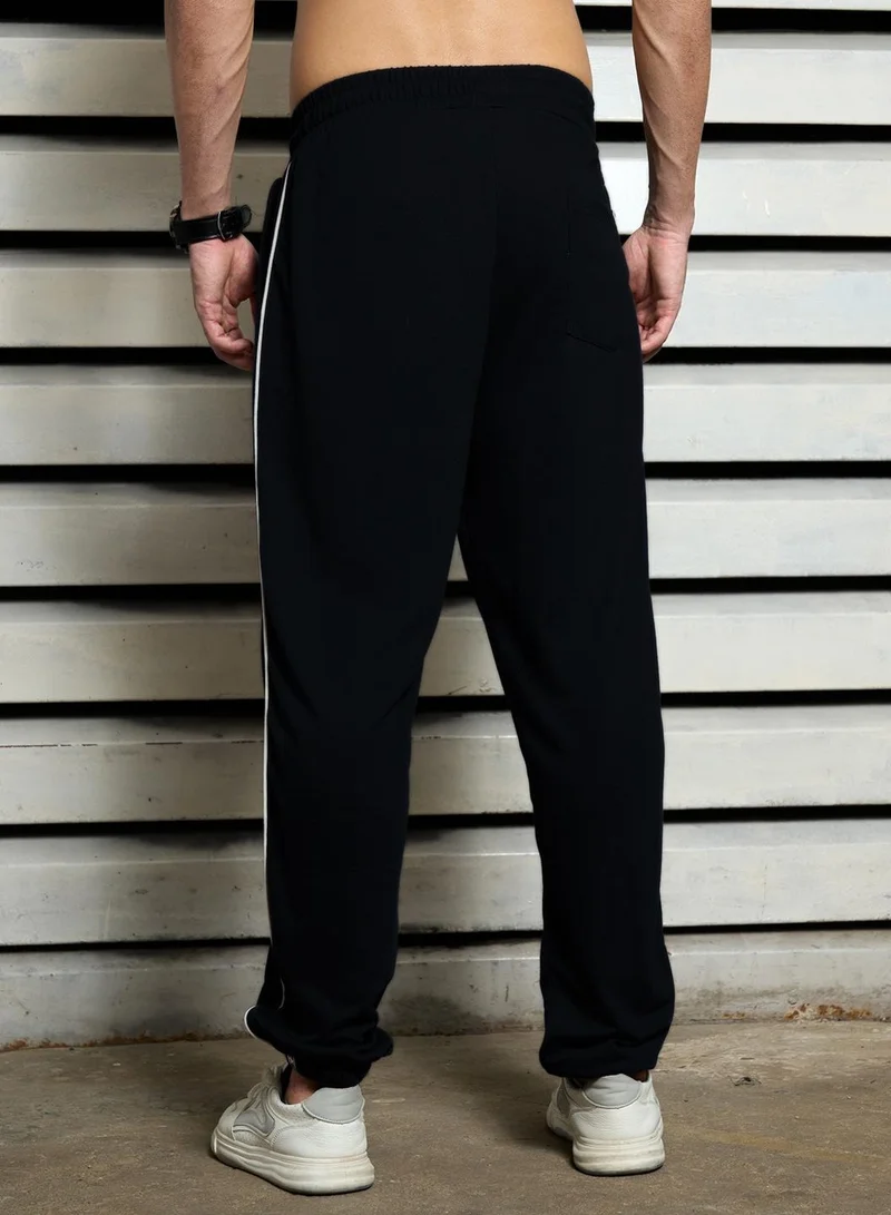 HIGH STAR Navy Oversized Track Pant for Men with Elasticated Drawstring Closure