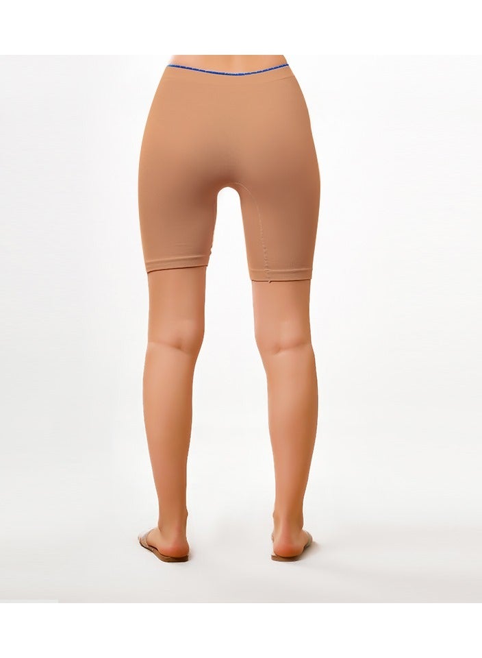 سيلينا وير شورت سيلينا وير بطول الفخذ للنساء - شورت ضاغط بخصر عالٍ، شورت رياضي بدون درزات بلون بيج فاتح للنساء، شورت يوغا مطاطي لتشكيل الجسم، شورت رياضي، شورت راكبي الدراجات للتحكم في البطن، شورت رياضي رياضي للجري والتدريب وركوب الدراجات والاستخدام اليومي. - Image 4