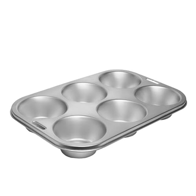 Fox Run Stainless Steel Extra Large Muffin and Cupcake Pan, 6 Cup - Image 1