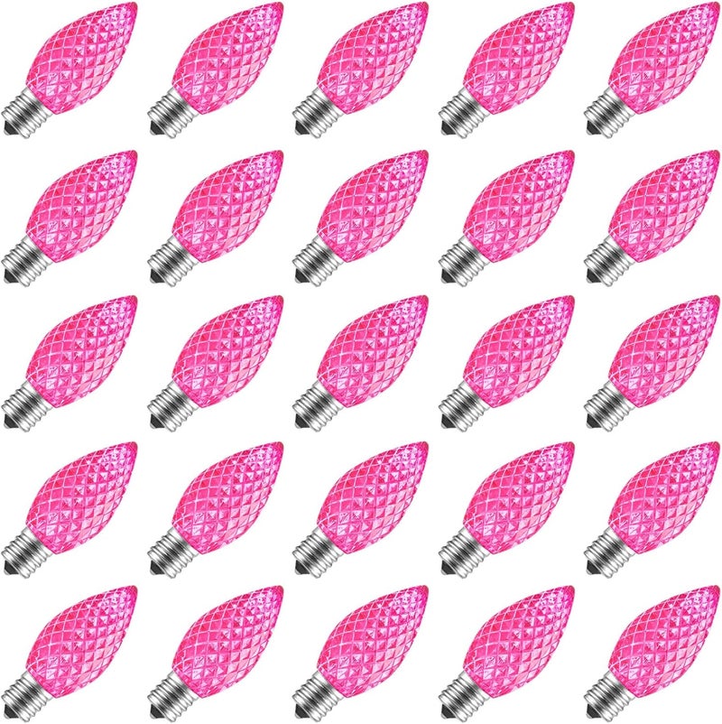 Brightown C7 Pink Christmas LED Replacement Light Bulb C7 Shatterproof Replacement Bulbs for Outdoor Indoor String Lights E12 Candelabra Base Pink Christmas Bulb for Xmas Holiday House Lighting Decoration - Image 1
