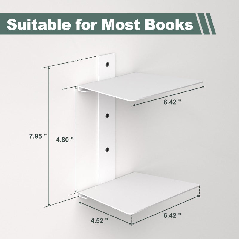 Mefirt Invisible Floating Bookshelves for Wall, 6 Tier Vertical Spine Book Tower, Heavy Duty Floating Book Shelves Metal Book Organizers for Home Office, 3 Pack(White) - Image 5