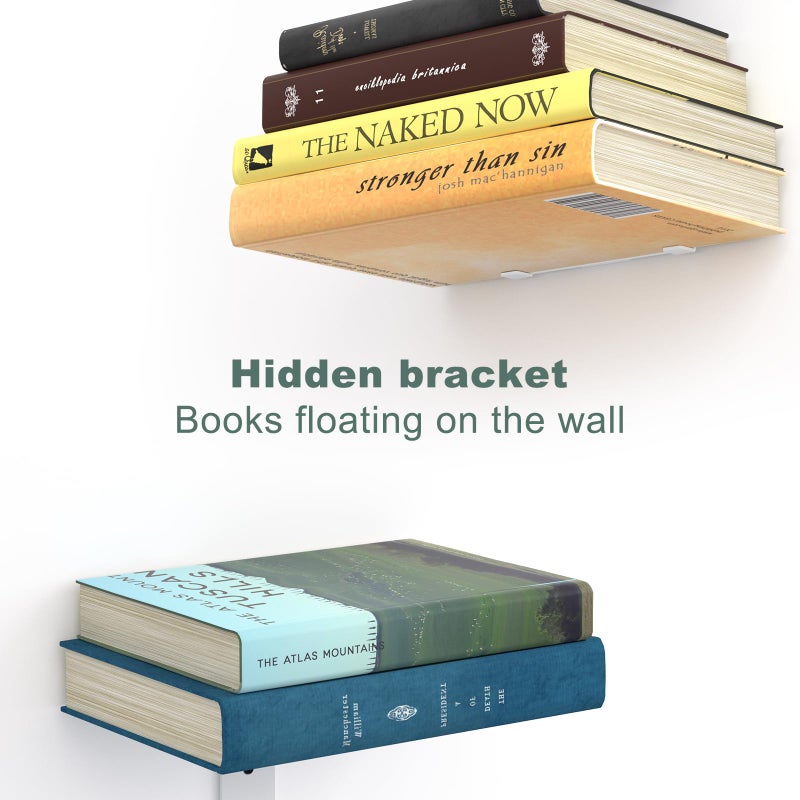 Mefirt Invisible Floating Bookshelves for Wall, 6 Tier Vertical Spine Book Tower, Heavy Duty Floating Book Shelves Metal Book Organizers for Home Office, 3 Pack(White) - Image 4