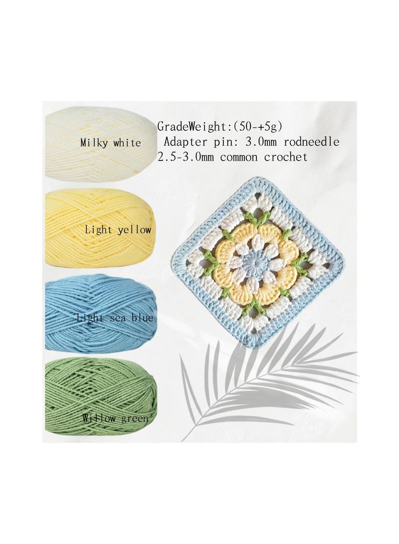 Hand Knitting Pure Cotton Yarn Set for Knitting and Crochet. Pack of 7 Skeins, Great for Baby Blankets and Clothes, Super Soft Breathable, Baby Clothes, Baby Blankets, Dolls, Looms Crafts - Image 3