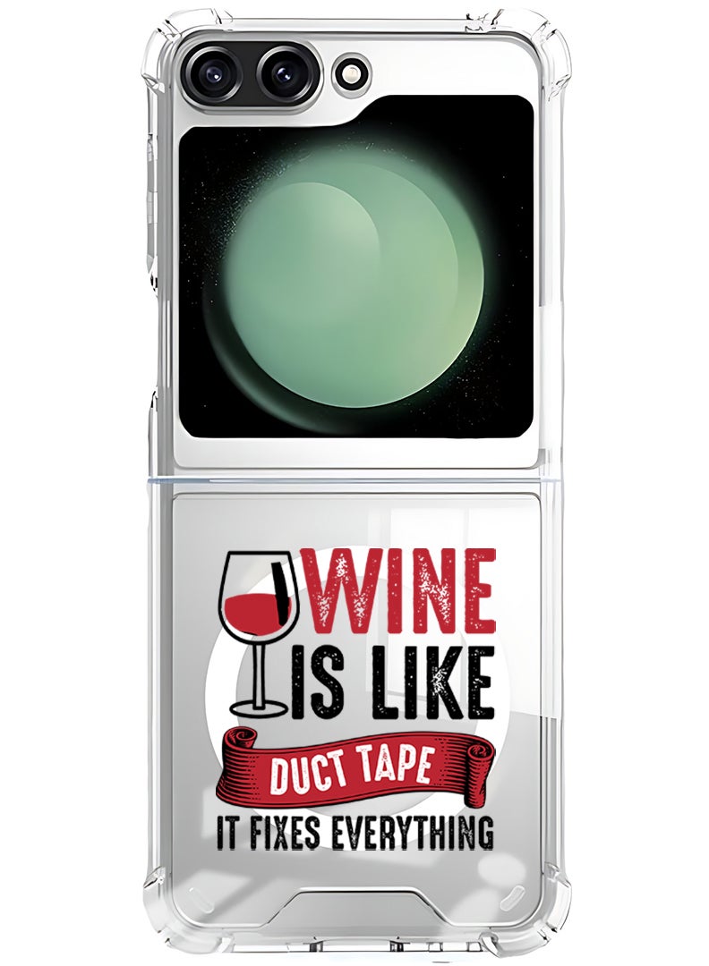 Theodor Magnetic Case for Samsung Galaxy Z Flip 6 Compatible with MagSafe Wireless Charging, Shockproof Phone Bumper Cover Wine is like duct tape black - Image 1