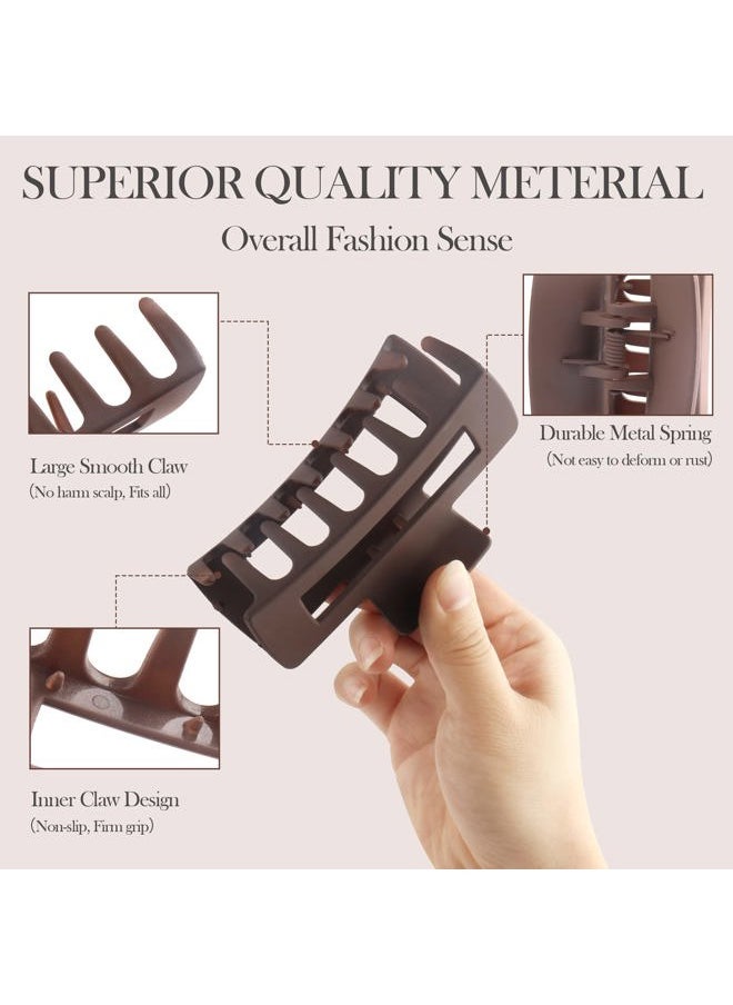Beauty.H.C - Large Nonslip Matte Neutral Claw Hair Clips for Thick, Thin or Curly Hair - 8 Strong Hold Jumbo 4.1 Inch Jaw Clips for Women and Girls - Image 1