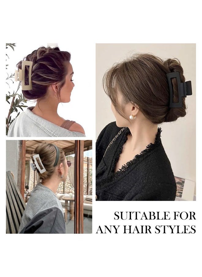 Beauty.H.C - Large Nonslip Matte Neutral Claw Hair Clips for Thick, Thin or Curly Hair - 8 Strong Hold Jumbo 4.1 Inch Jaw Clips for Women and Girls - Image 1