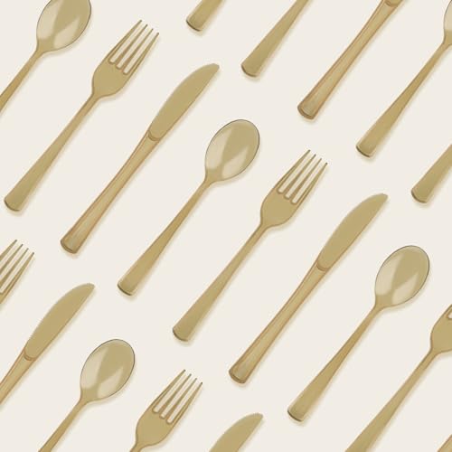JSQBSECL 150 Pack Plastic Silverware,Disposable Cutlery Set Heavy Duty Utensil Sets 50 Forks 50 Knives 50 Spoons for Brithday, Wedding,Home School Party Picnics Restaurant Outdoor Events (Coffee Clear) - Image 4