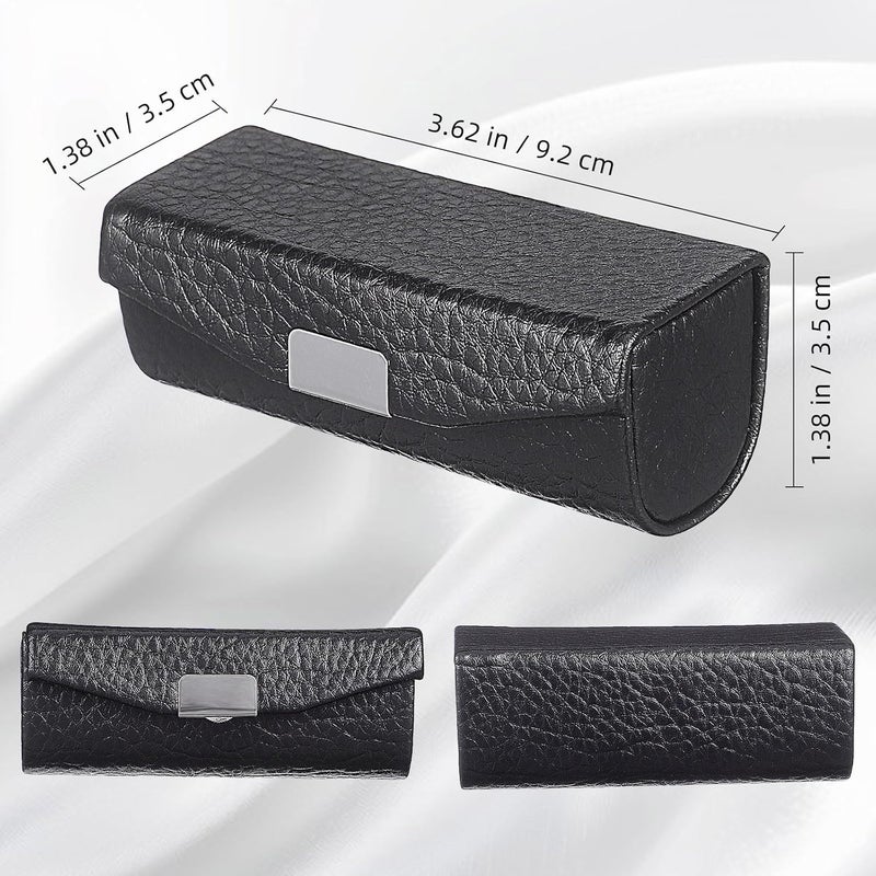 Outanaya Delicate Black Leather Lipstick Case Single Lip Gloss Container Portable Lipstick Holder for Women Travel Makeup Accessory with Litchi Texture - Image 2
