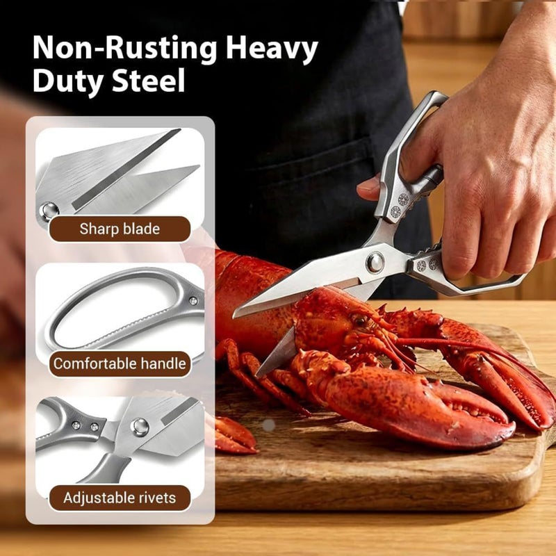 Heavy Duty Kitchen Scissors Non Slip Handle All Purpose Food Shears For Chicken Bones - Image 5