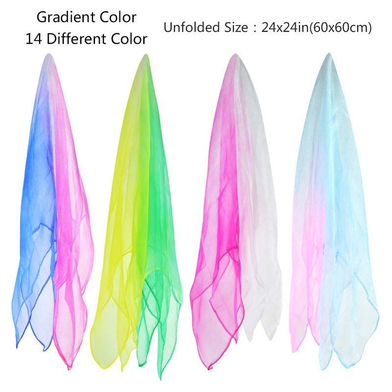 Tayfremn 28pcs Dance Scarves Square Juggling Silk Play Movement Scarves Magic Tricks Performance Props Accessories 24 by 24 Inches,14 Color - Image 2