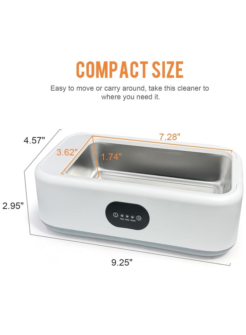 Ultrasonic Cleaner 49Khz 22Oz Ultrasonic Jewelry Cleaner Machine with 3 Modes Timer for Glasses Ring Earring Dentures Necklaces Watch Strap Makeup Brush 304 Stainless Steel Tank Sonic - Image 5