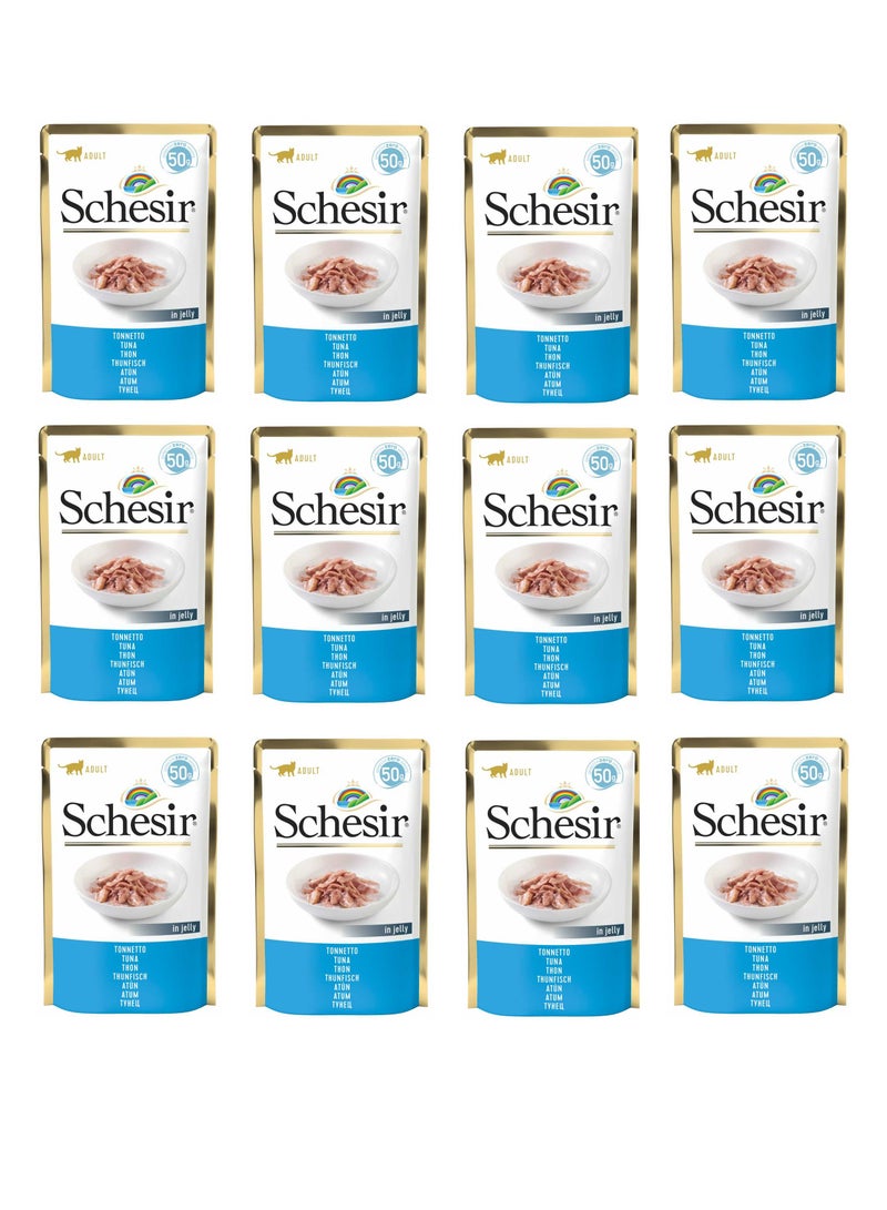 Schesir Pack of 12pcs Cat Pouch-Wet Food Tuna - Image 1