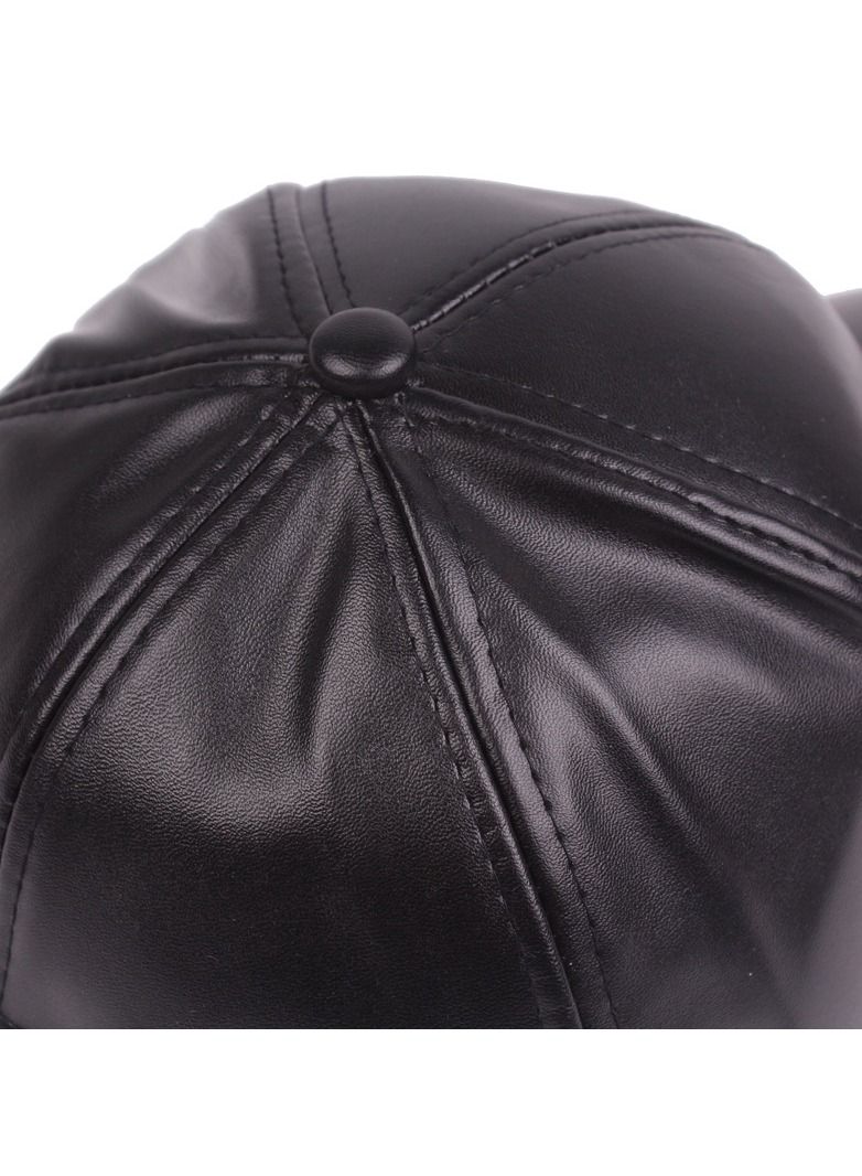 Loquat Men/Women Monochrome Leather Duck Tongue Hat Black  - Image 2