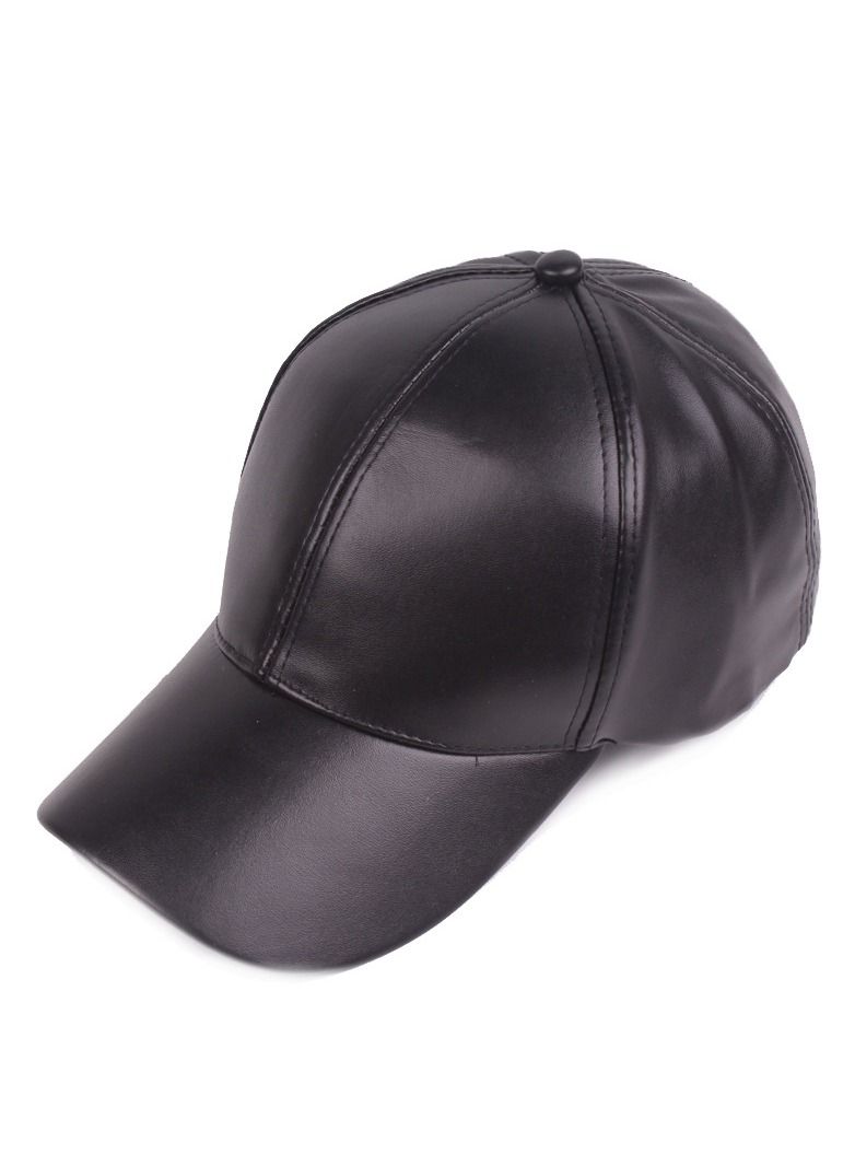 Loquat Men/Women Monochrome Leather Duck Tongue Hat Black  - Image 1
