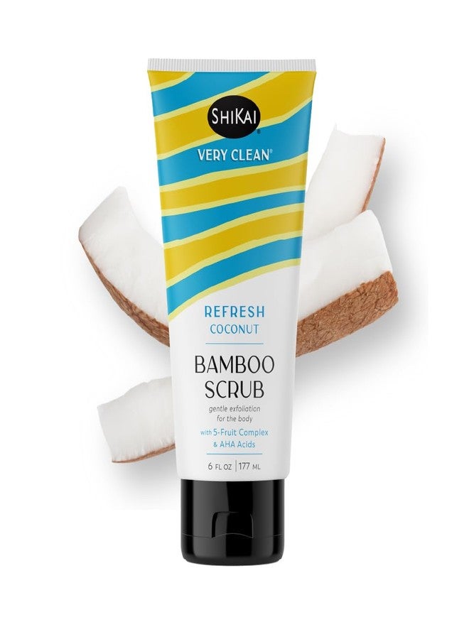ShiKai Very Clean Bamboo Body Scrub (Refresh Coconut, 6 oz) | Gentle Hydrating & Exfoliating Skin Cleanser | With 5 Fruit Complex & AHA Acids - Image 1