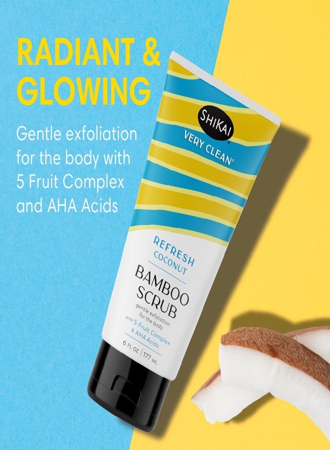 ShiKai Very Clean Bamboo Body Scrub (Refresh Coconut, 6 oz) | Gentle Hydrating & Exfoliating Skin Cleanser | With 5 Fruit Complex & AHA Acids - Image 2